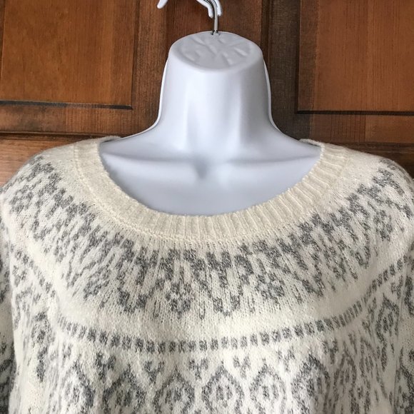 J. Jill Ivory w/Gray Fair Isle Pullover Sweater Size 3X - Picture 3 of 12